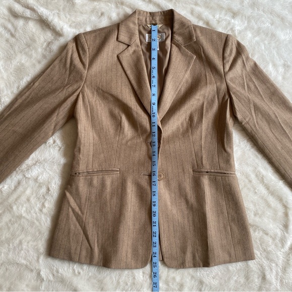 Talbots Wool Blazer Suit Jacket - Camel Pinstripe - Picture 6 of 12